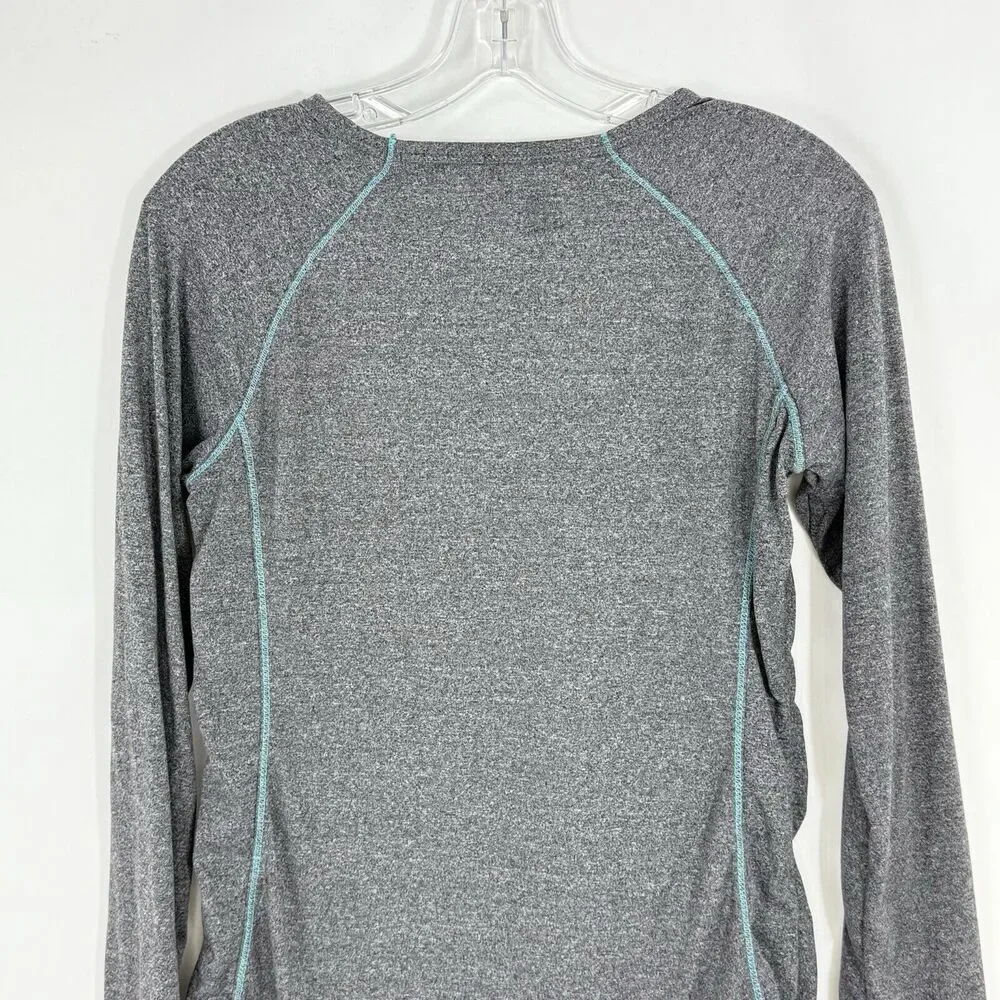RBX Long Sleeve Shirt Performance Active Top Size M Gray Teal Trim